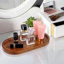 1pc Retro Rosewood Desktop Storage Box, Wooden Jewelry Display Tray, Entryway Key & Miscellaneous Organizer Plate