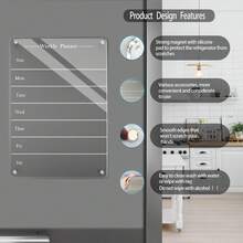 1 Set Acrylic Magnetic Fridge Calendar With Markers, Clear Dry Erase Board For Weekly Meal Planning, Grocery List & Chore Chart, Kitchen Organization - Multicolor - View 2