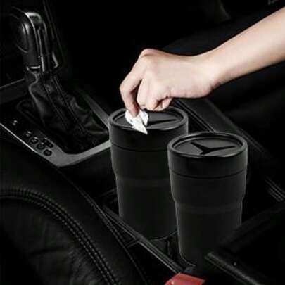 This Bicycle Storage Compartment Features A Convenient Lid, A Coin Compartment, A Trash Can, And A Cup Holder. Its Lightweight And Durable Design Fits Comfortably On The Vehicle's Console And Can Hold Loose Change, Coins, Pens, And More,Car Trash Can With Lid, Mini Auto Garbage Can Leakproof Vehicle Trash Bin Fits Cup Holder In Console Or Door For Automotive Car, Home, Office, Kitchen, Dinning Room