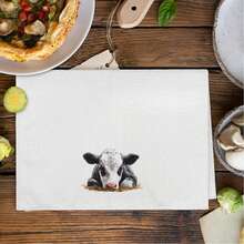 Soft Knitted Farmhouse Cow Print Kitchen Towel, Highly Absorbent Cartoon Design, Machine Washable Reusable Dish Cloth For Home, Kitchen, Bathroom, Car, Window Cleaning - Multicolor - View 5
