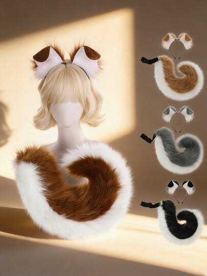Serre-tête en peluche à oreilles de chiot pour femmes, accessoire de costume animal amusant, accessoire pour scène de fête et diffusion en direct, parfait pour les couples, Thanksgiving, Noël, rassemblements familiaux