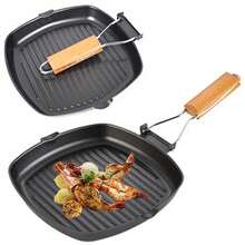 Cooking Frying Pan Non Stick Compact Folding Handle Outdoor Carp Fishing Camping - Black - View 4