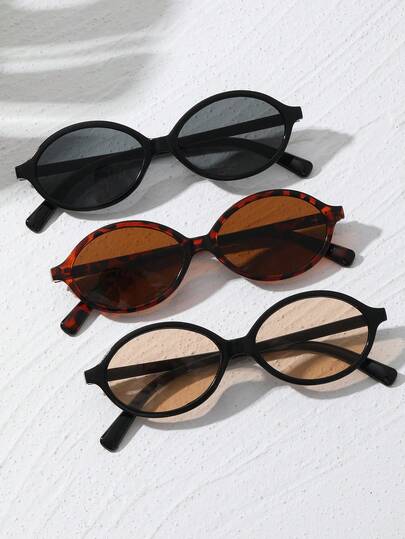 1-3pairs Women Plastic Small Oval Multicolor Vintage Portable New All-Match Best Friend Style Minimalist Shades Basics Fashion Eyeglasses For Travel Beach Bar Going Out Outfit Accessories