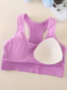 4 PCS  Casual Sports Bras For Women, Criss Cross Back Design Fitness Yoga Running Crop Tops - 彩色 - 查看 7