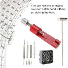 Conjunto de removedor de Correa de Reloj, Conjunto de Herramientas de reparación de Reloj Soporte de eslabones de Correa Martillo Perno de sacador Kit de Reloj de Pulsera Relojero,37494844 - Multicolor - Ver 2