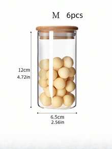 1pc/6pcs Set High Borosilicate Heat-Resistant Glass Airtight Jars, Transparent Round Glass Food Storage Canisters With Lids For Kitchen, Snacks, Dry Goods - Transparent - View 21