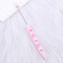10/5pcs Long Beaded Pen With Printed Design, Pink Bow Ballpoint Pen, Suitable For Valentine's Day Gifts, Back To School - Multicolor - View 8