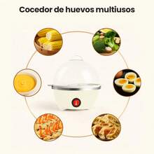 2 En 1 Vaporera Electrica De Verduras Y Hervidor De Huevos Portátil Multiusos Apagado Automatico Domestico Cocedor de Huevos Practico y Rapido Para Desayunos - Blanco - Ver 3