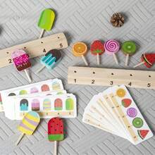 Juego de juguetes de juego de roles de helado, paleta de hielo, caramelo, pensamiento numérico y lógico, educación temprana para niños, aprobado por CE CPC, de madera realista - Multicolor - Ver 6