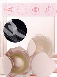 1 Box Of 120 Stickers Natural Skin Tone Double Eyelid Tape, With Lace Texture Heart-Shaped Pattern, Single-Faced Self-Adhesive Fibers Mesh, Easy To Apply And Invisible Invisible Double Eyelid Tape, Waterproof, Double-Sided, Natural Looking, Suitable For Students And Lazy People, Also For Those With Dark Circles Or Puffy Eyes - Baby Pink - View 2