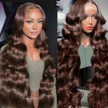 13x4 透明蕾丝前手工编织假发,女士款,8-34 英寸,巴西 Remy 真人发,波浪卷,无胶假发,蕾丝闭合假发,200% 密度,透明高清 13x4 蕾丝前额,混合真人发丝和纤维假发,耳到耳蕾丝前额,自由分缝假发,棕色假发,8-14 英寸波波头假发 - S4 - 查看 6