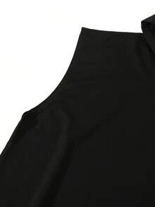 GRDR 1件男士纯色无袖连帽衫休闲运动时尚背心夏季 - 黑色 - 查看 5