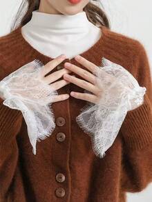 1 Pair Fabric Flared False Cuff Sleeves, Suitable For Pairing With Sweaters