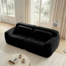 Sofas & Couches - Black + Plush + 2 Seat - View 3