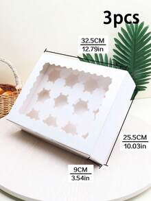 3pcs/6pcs Valentine's Day & New Year 12-Piece Window Cookie/Candy Boxes, Containers For Holidays, Weddings, Birthdays, Baking Supplies, 12-Cup Cupcake Boxes, Premium Cake Packaging - Multicolor - View 13