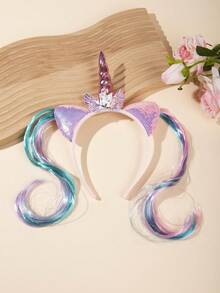 1件装女孩独角兽发箍，渐变亮片发饰，翅膀装饰头饰，可爱发箍，适合派对和节日佩戴
