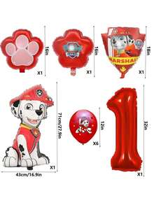Paw Patrol 官方授权的汪汪队立大功红色狗狗数码乳胶铝膜气球生日派对装饰，生日快乐气球组合，完美生日礼物性别揭晓派对墙面装饰气球套装 - 彩色 - 查看 3