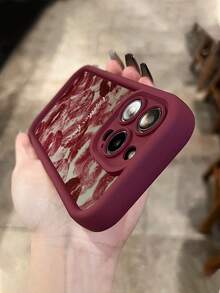 1pc Customized Text Phone Case, Red Lip Kiss Pattern TPU Thick Edge Full Coverage Anti-Fall Silicone Lens Protection Phone Case Suitable Compatible With Samsung And Apple 17/17Pro/17ProMax/17Air/16/16Pro/16ProMax/16Plus/15/15Plus/15Pro/15ProMax/14/14Plus/14Pro/14ProMax/13/13Pro/13ProMax/12/11 Phone Accessories, Premium Protection Cover - Burgundy - View 4