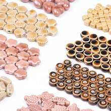 1/2/3/5pcs Ceramic Printed Beads With Center Hole, Multiple Designs Available, DIY Jewelry Making Beads For Necklace, Bracelet, Earrings, Printed Ceramic Round Flower Beads Craft Spacer Beads