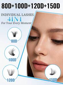 640/570/480/300pcs D-Curl Eyelash Extensions, High Capacity DIY Eyelash Extension Kit, Suitable For Beginners, Long-Lasting And Durable, Single Lashes, Mixed Styles, DIY Eyelash Clusters, Easy To Create Charming Eyes At Home, Essential Makeup, Large Capacity Eyelash Set, Suitable For Travel, Daily Wear (Suitable For Beginners), Weddings, Dates, Parties, Holidays, Also Suitable As Christmas/Halloween/Gift Eyelash Set. - D - 查看 3