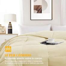 Duvet NANWEI Edredón Acolchado para Toda Estación Ultra Suave Hipoalergénico Relleno de Microfibra para Usar como Edredón o con Funda Duvet Beige Individual - Beis - Ver 3