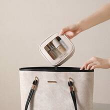 Transparent Cosmetic Bag With Visible Window, Large Capacity + Portable, Leather Transparent Toiletry Bag With Visible Window Design, Birthday Gift - Multicolor - View 9