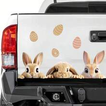 1 pieza Pegatina de conejo de Pascua para coche, Pegatina para ventana, Perfecta para decoración de coche, Pegatina autoadhesiva de decoración festiva de Pascua - Lindas pegatinas de conejito - Ver 3