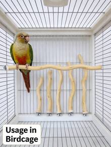 Natural Wood Bird Perch Stand, Curved Wooden Cage Perch With Screw Fixing For Parrots, Budgies And Small Pet Birds - Apricot - View 7