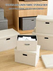 1 Peça Caixa de Armazenamento de Roupas, Caixa de Classificação de Tecido de Grande Capacidade para Uso Doméstico, Guarda-Roupa, Roupas Dobráveis, Cesta de Armazenamento de Algodão e Linho, Artefato - Multicolorido - Visão 9