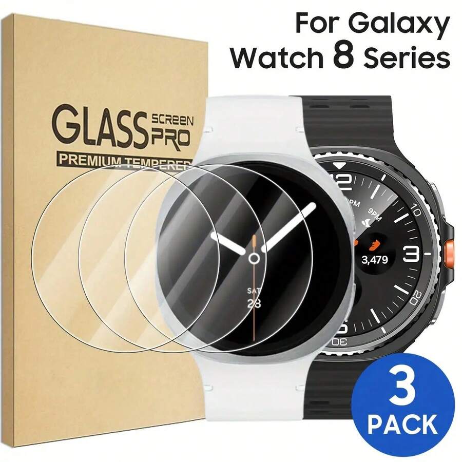 3pcs Galaxy Watch 4 Screen Protector, Tempered Glass Material, Anti-Scratch, 9H Hardness, High Definition - 3pcs, Transparent - View 1