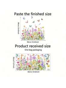 12英寸 x 24英寸 手绘花卉双面窗贴，静电吸附PVC材质，适用于光滑表面 - 可爱图案，礼品，客厅装饰，卧室焕新，厨房创意，浴室装饰，贴纸，墙贴，乙烯基贴纸，家居装饰，春季装饰，为您的家增添活力，节日装饰贴纸，生日毕业礼物 - 彩色 - 查看 3