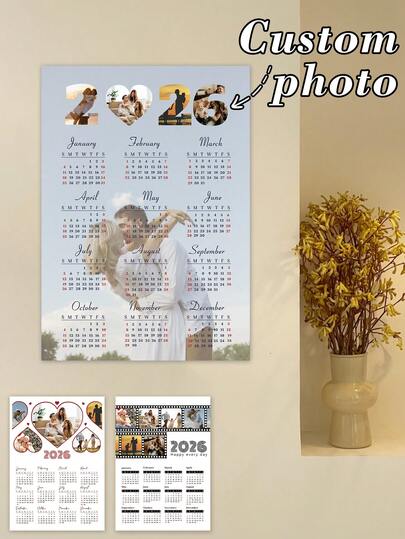 Custom Photo 2026 Wall Calendar, Personalized Memory Calendar, Customized Home Decor Calendar, Customizable Picture Yearly Calendar, Perfect Present For Homeowners, Stylish Custom Photo Calendar, Ideal For Anniversaries, Daily Organization