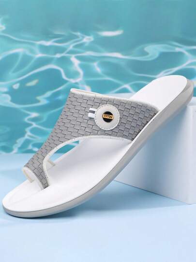 Sandales de plage décontractées de style arabe en texture tissée avec décoration à boucle et à boucle, pour hommes en grande taille