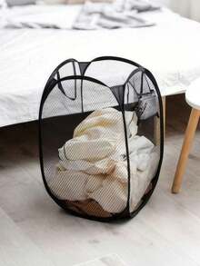 سلة غسيل مصنوعة من شبكة بمقبض - مثالية للسكن الجامعي والسفر والحمام - مصنوعة من البوليستر، قابلة للطي، لتخزين الملابس القذرة (لون عشوائي) - متعدد الألوان - مشاهدة 15