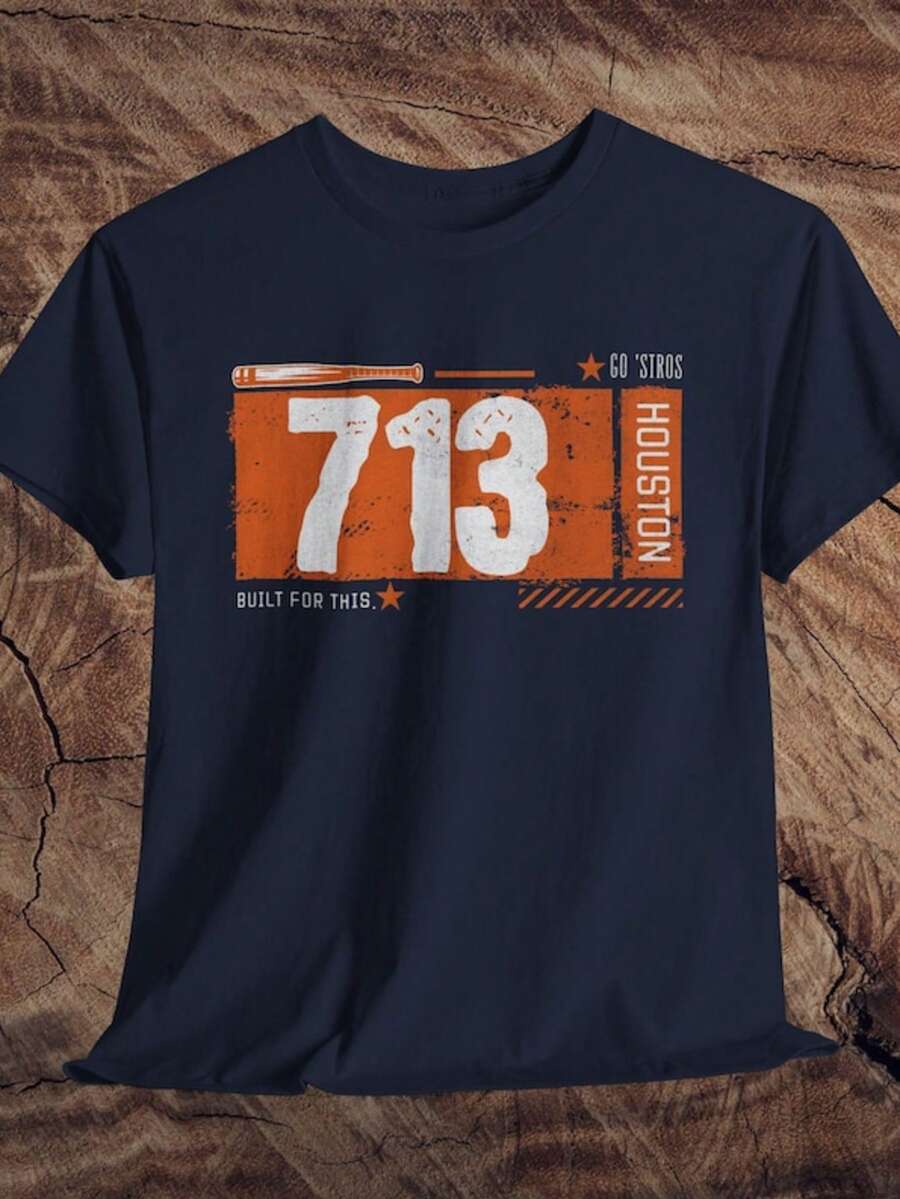 Houston Baseball Fan Shirt, 713 H-Town Tee, Go Stros Shirt, 713 Shirt, Built For This Tee, 713 Night, Houston Sport Shirt, Game Day T-Shirt - 黑色 - 查看 1