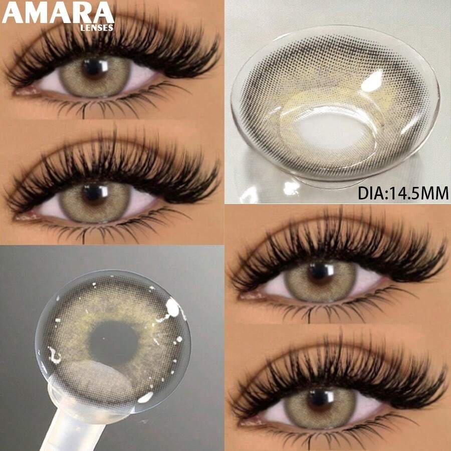AMARA 1 Pair Color Contact Lenses For Eyes Brown Colorcon Lenses Cosmetics Blue Colored Lenses Cosmetic Eye Lens Yearly Use