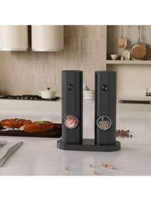 Electric Salt And Pepper Grinder Set With Base, Pepper Mill, Coarse Grinder, Battery Powered, Electric Grinder, Electric Salt And Pepper Mill, Salt And Pepper Grinder, Ideal For Home And Kitchen Use (Battery Operated)