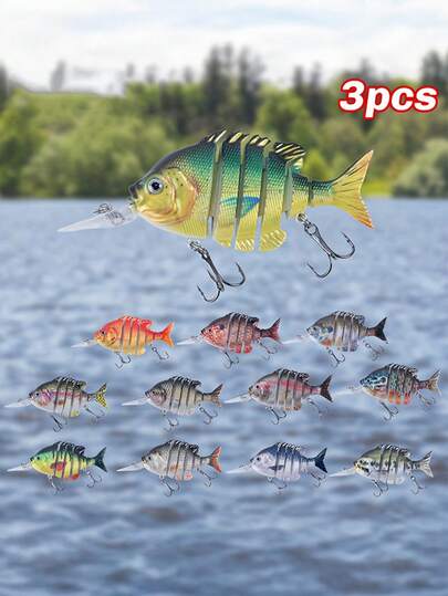 GOTURE 3 Stück hochwertige 3D Köder mit realistischen Fischaugen, Fasermaterial & Steuerlippe - ideal für Welse, Barsche, Forellen & mehr