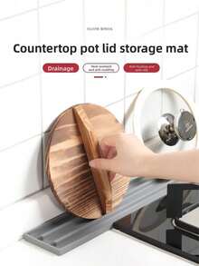 1pc Narrow Gap Stove Cover Storage Mat, Multifunctional Kitchen Countertop Pot Pan Utensil Cutting Board Non-Slip Draining Mat - Many - View 2