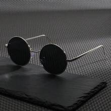 Retro Round Unisex Glasses, Gold Metal Frame With Gradient Brown Lenses, Fashion Protective Eyewear - N165 - View 1