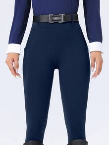 ROYALS MATTINI Women Equestrian Jodhpurs & Breeches, Full Seat Silicone Anti-Slip Durable Riding Pants, Pocketed Equestrian Tights Suitable For Horse Riding Sports, Quick-Dry - Navy Blue - View 5