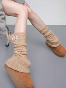 1 Pair Y2K Retro Faux Fur Fuzzy Leg Warmers, Candy Color Tie-Dye Warm Dance Subculture Gothic Style Leg Warmers - Multicolor - View 6