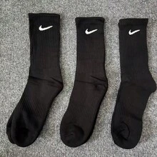 Nike 3双耐克高帮运动袜，男女通用，加厚毛巾底，透气，四季皆宜，白色SX7664-100，黑色SX7664-010 - 黑色長筒SX7664-010 - 查看 13