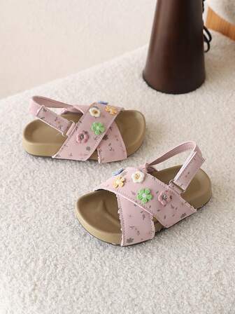 1 Pair Summer Girls Soft Bottom Beach Sandals, Outdoor Children Shoes, New Style Girls Sandals
