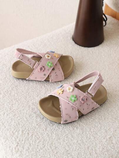 1 Pair Summer Girls Soft Bottom Beach Sandals, Outdoor Children Shoes, New Style Girls Sandals