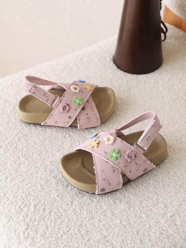 1 Pair Summer Girls Soft Bottom Beach Sandals, Outdoor Children Shoes, New Style Girls Sandals