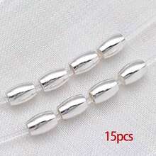 15颗18K镀金米粒珠，小椭圆橄榄形，光滑无缝，散装金属隔珠连接器，适用于珠宝制作、手链、项链、DIY工艺品配件