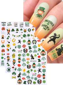 Bộ 8 miếng dán móng tay hình cỏ ba lá xanh và bia chủ đề Ngày Thánh Patrick. - Nhiều màu - Xem 2