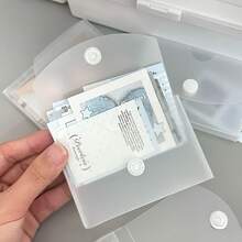 1pc Matte Desktop Card Sticker Storage Box, Rounded Corners Transparent Cover, Can Be Placed Horizontally Or Vertically, Minimalist & Practical Office Organizer, Card Storage Box - Frosted Transparent - View 5