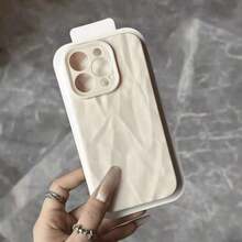 1pc Matte Finish Water Ripple Design Smartphone Case Compatible With IPhone Waterproof Shockproof Anti-Fall Scratch Resistant - White - View 3
